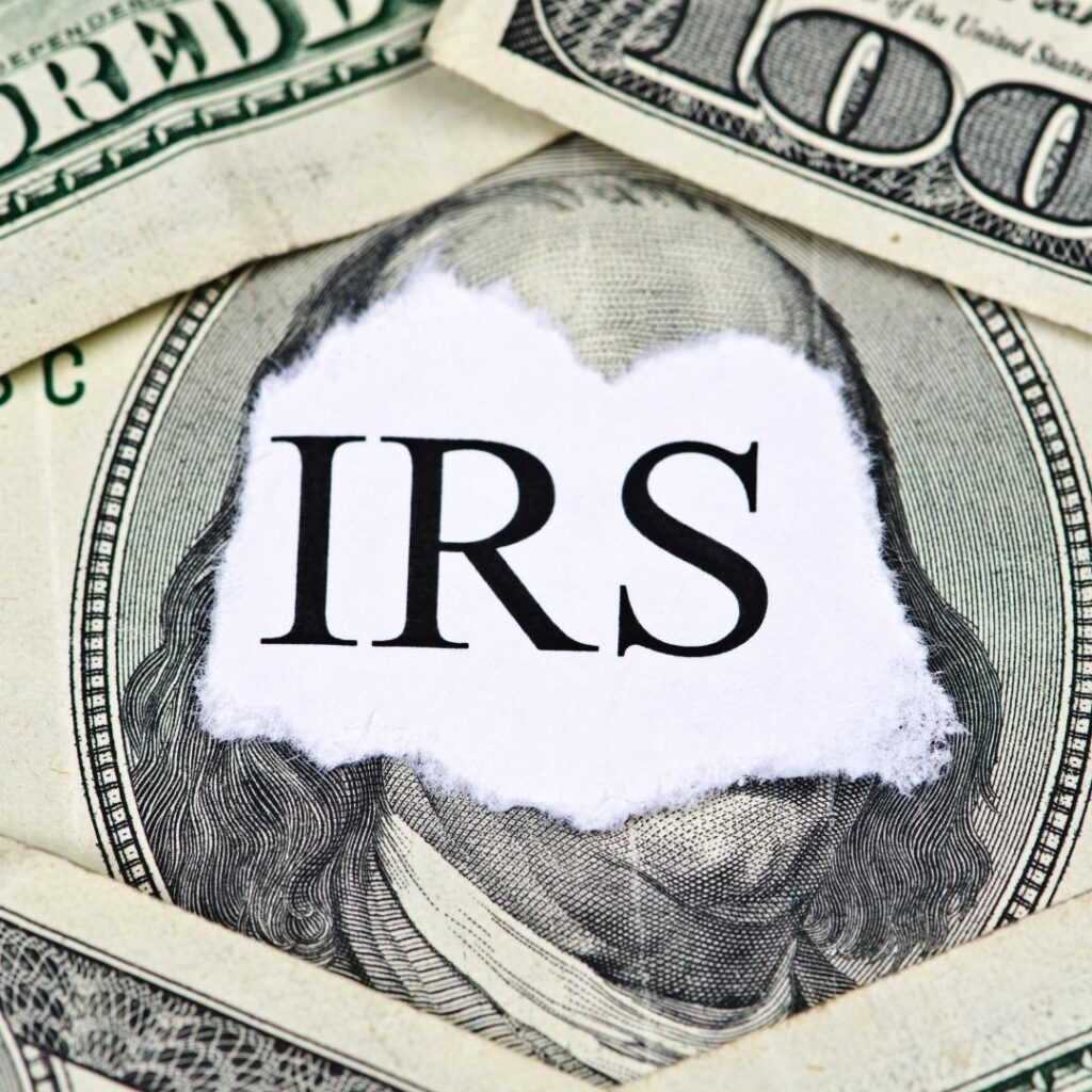 IRS text over money